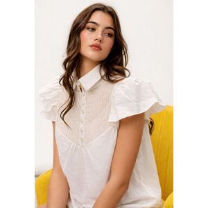 NWOT Hope for Flowers by Tracy Reese Smocked Henley Blouse, $325 B41